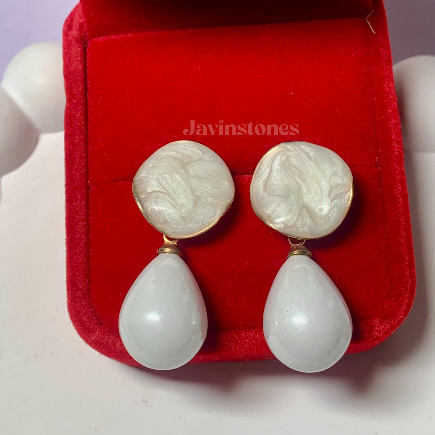 Marble White Earrings 1
