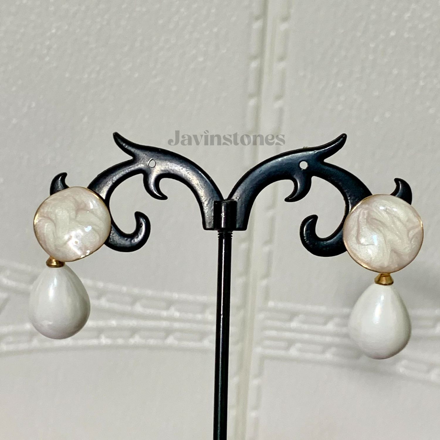 Marble White Earrings