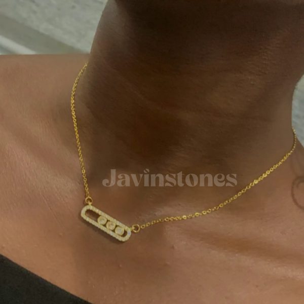 Gold Sliding Crystal Necklace